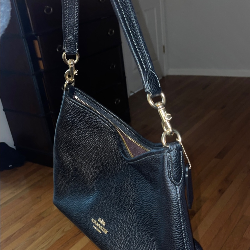 Coach Black Pebbled Leather Shoulder Bag Laurel - Picture 7 of 10